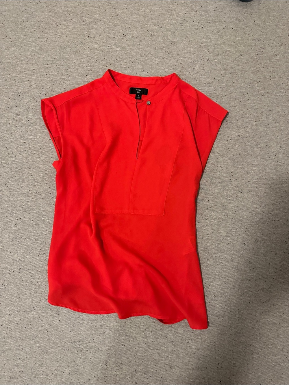 J Crew S Red Split-Neck Cap Sleeveless Blouse